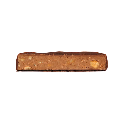 Schokoladenriegel mit Nüssen, Querschnitt.