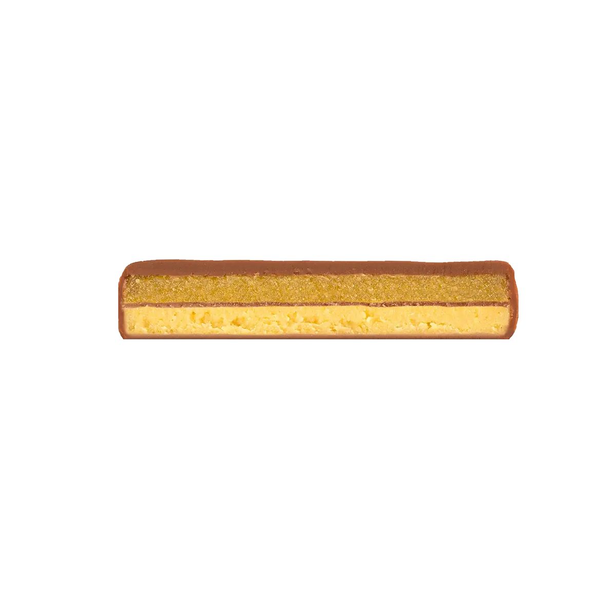 Praline mit Schichten im Querschnitt.