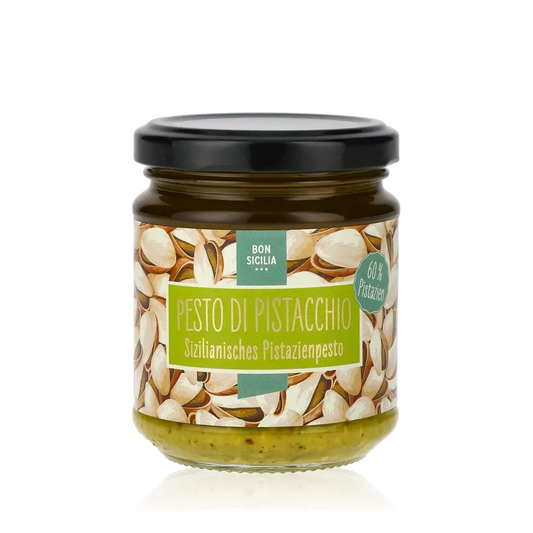 Bon Sicilia Pesto di Pistacchio Glas mit Pistazienmotiv.