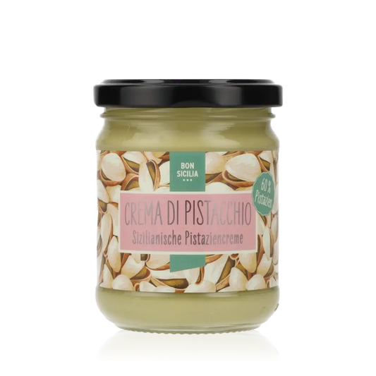 Bon Sicilia Pistaziencreme im Glas, sizilianischer Brotaufstrich.