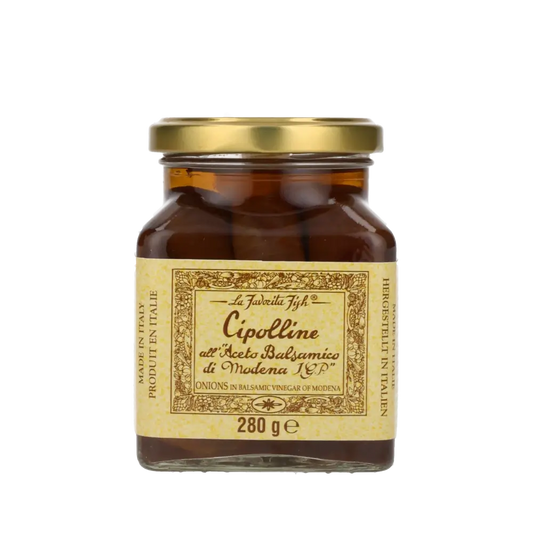 Favorita Zwiebeln in Balsamico-Glas, 280g, Feinkostprodukt.
