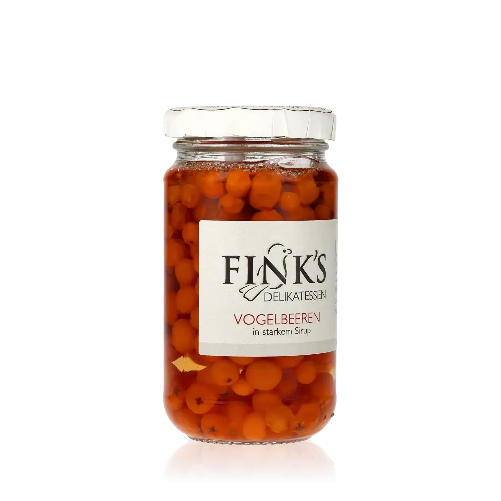 Fink's Delikatessen Vogelbeeren in Sirup Glas.
