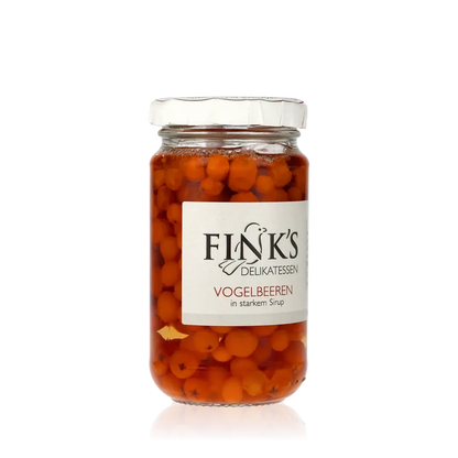 Fink's Delikatessen Vogelbeeren in Sirup Glas.