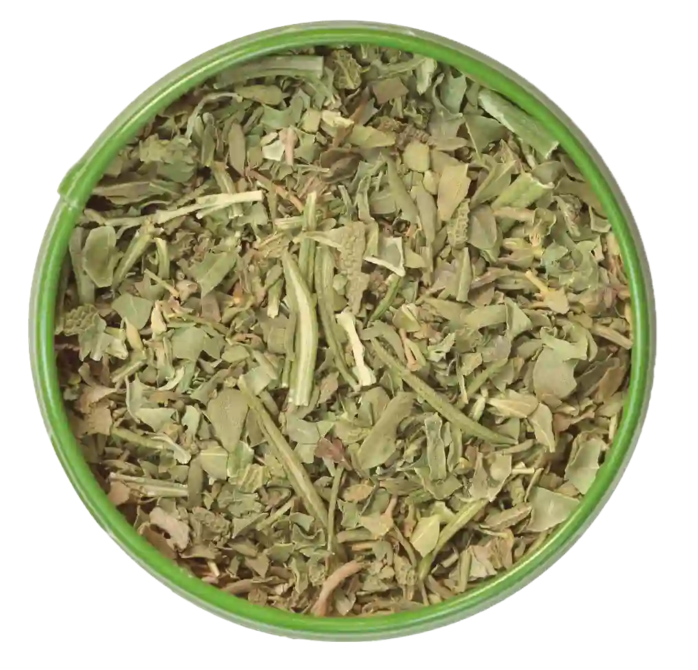 Altes Gewürzamt Blick auf die offene Kräuter-Dose mit Kräutern aus der Provence