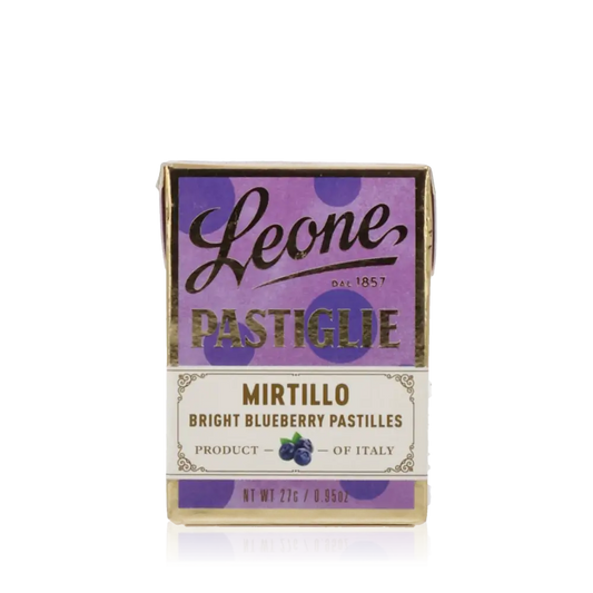 Leone Pastillen Blaubeere Verpackung, italienische Süßwaren, 27g.