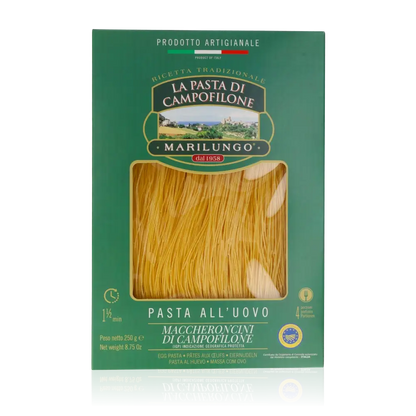 Marilungo Eierpasta Maccheroncini Verpackung mit grünem Design.