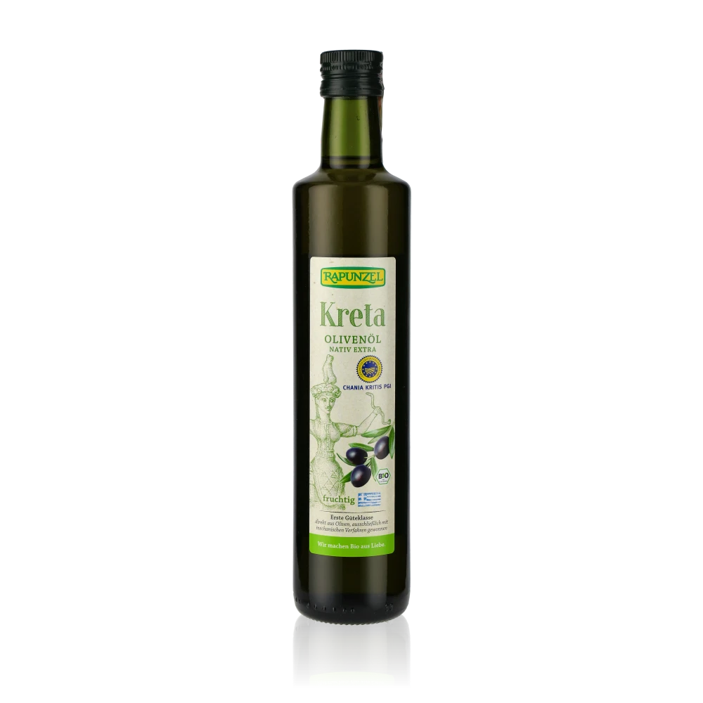 Flasche Rapunzel Kreta Olivenöl nativ extra, 500ml.