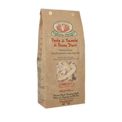 Rustichella d'Abruzzo Penne Rigate Pasta Verpackung.