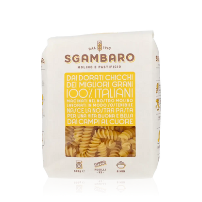 Sgambaro Fusilli Pasta 500g Packung, italienische Teigwaren.