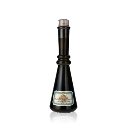 Turri Rosmarin-Olivenöl Flasche, 250 ml, schwarzer Hintergrund.