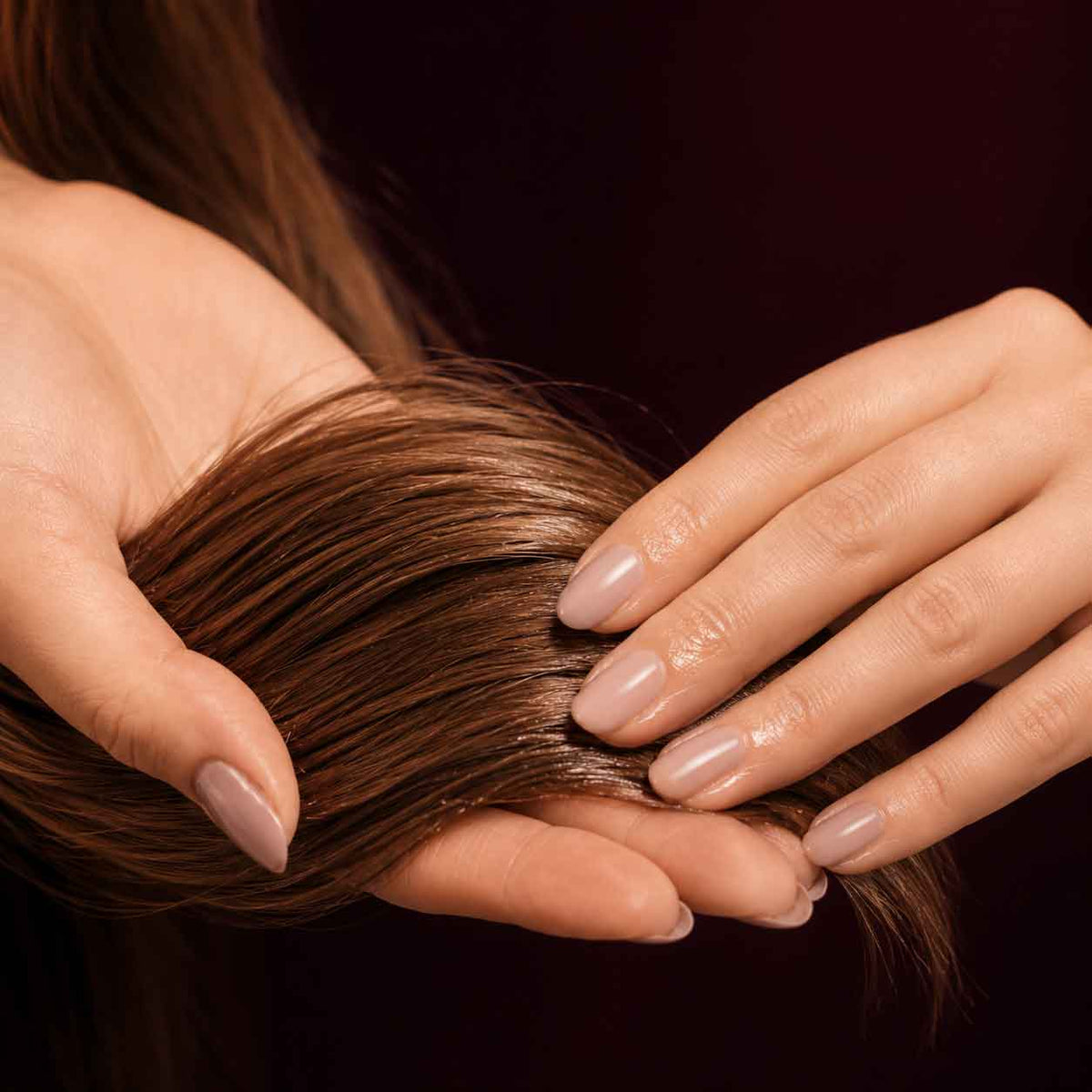 Arganöl wird in die haarspitzen einmassiert