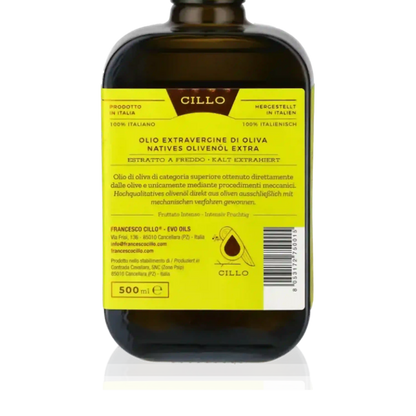 Etikett Rückseite von Francesco Cillo Mono Coratina 