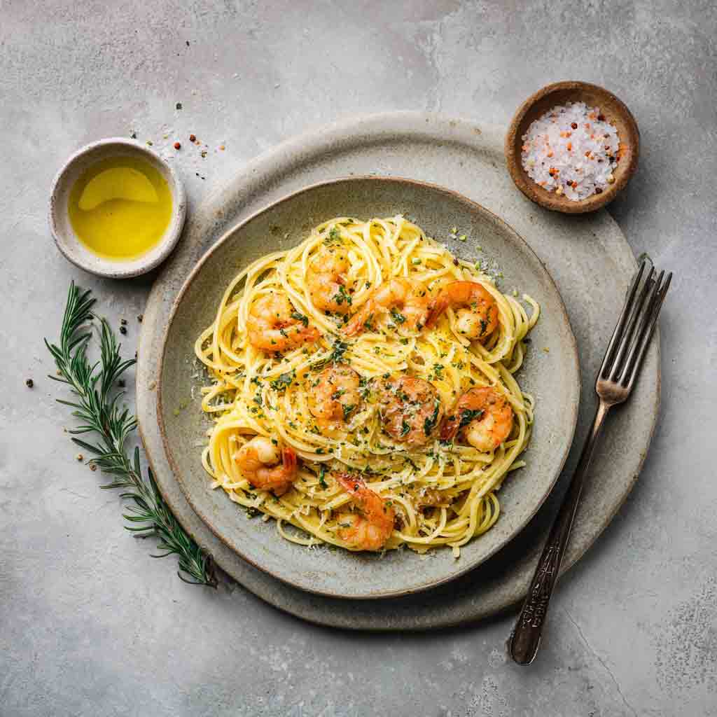 Garnelen Spaghetti: Leicht-fruchtiges Olivenöl