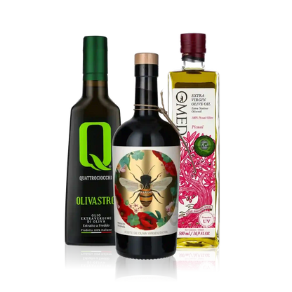 Probierset mit 3 Olivenölen. Alle Öle sind intensiv-fruchtig