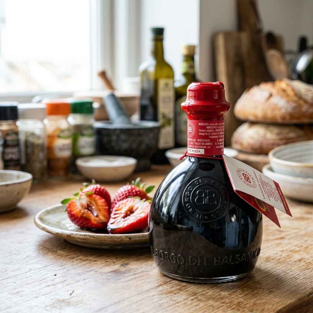 Ein Invecchiato Balsamico von Il Borgo del Balsamico mit Erdbeeren