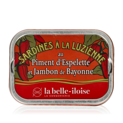 Sardinen-Dose mit rotem Design.