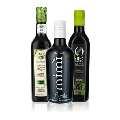 Probierset mit 3 Olivenölen von Castillo de Canena, Mimi und Oro Bailen von mild bis intensiv