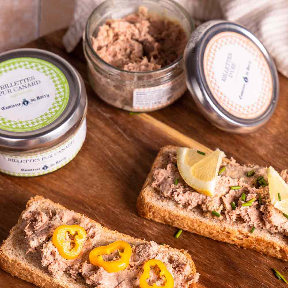 Brot mit Rillettes, Zitrone, Paprika, Comtesse du Barry.