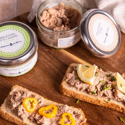 Brot mit Rillettes, Zitrone, Paprika, Comtesse du Barry.
