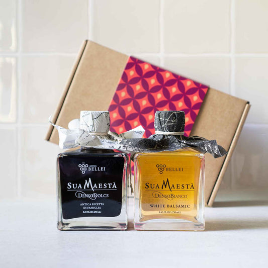 Geschenkset mit zwei Balsamicos hell und dunkel