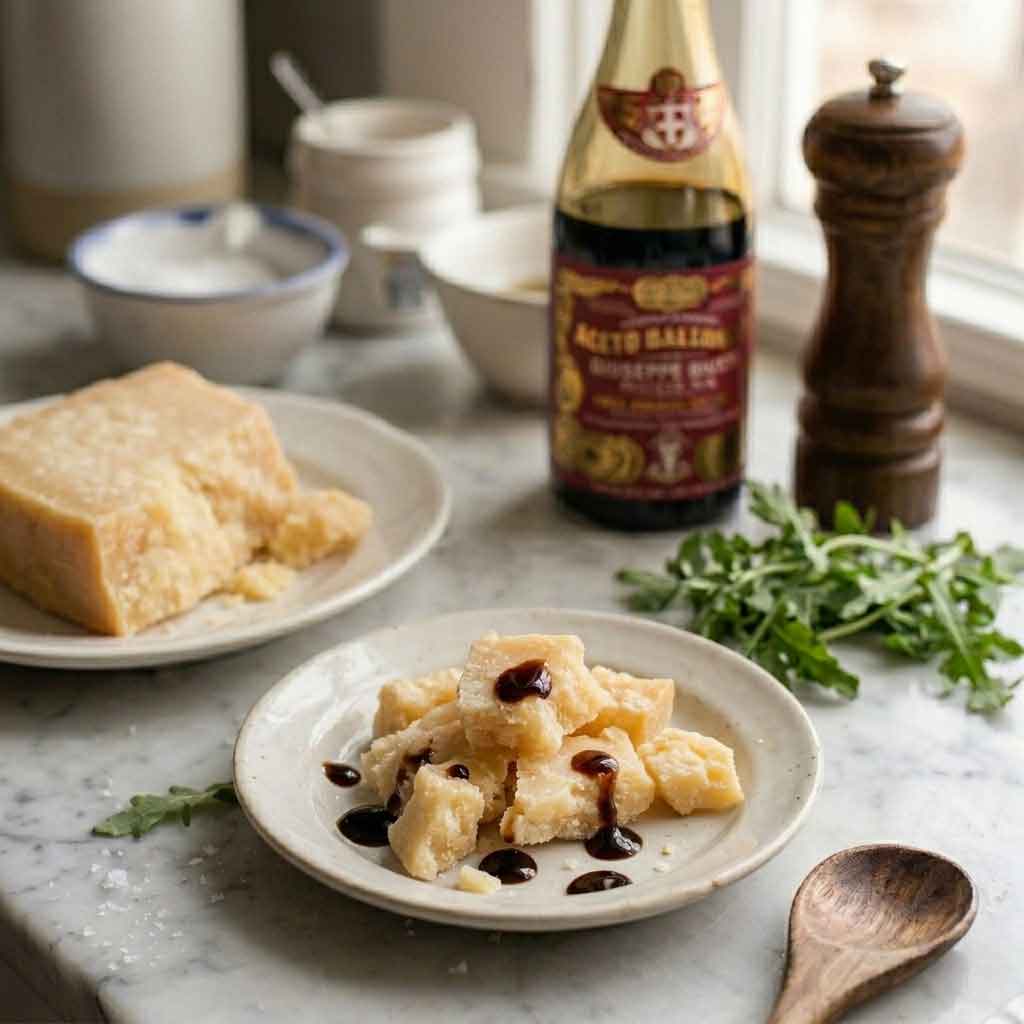 Süßer Balsamico auf Parmesan